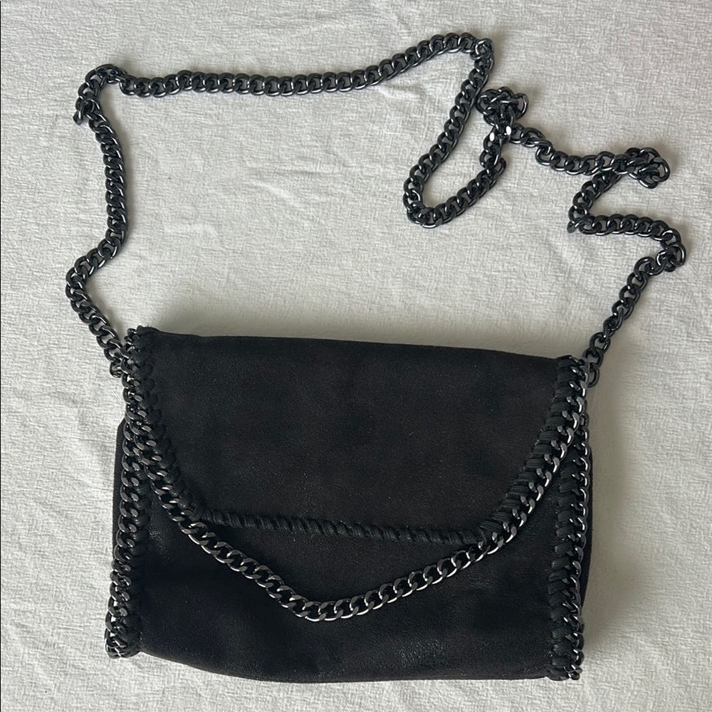 Faux suede Black Chain Detail Women's Bag
